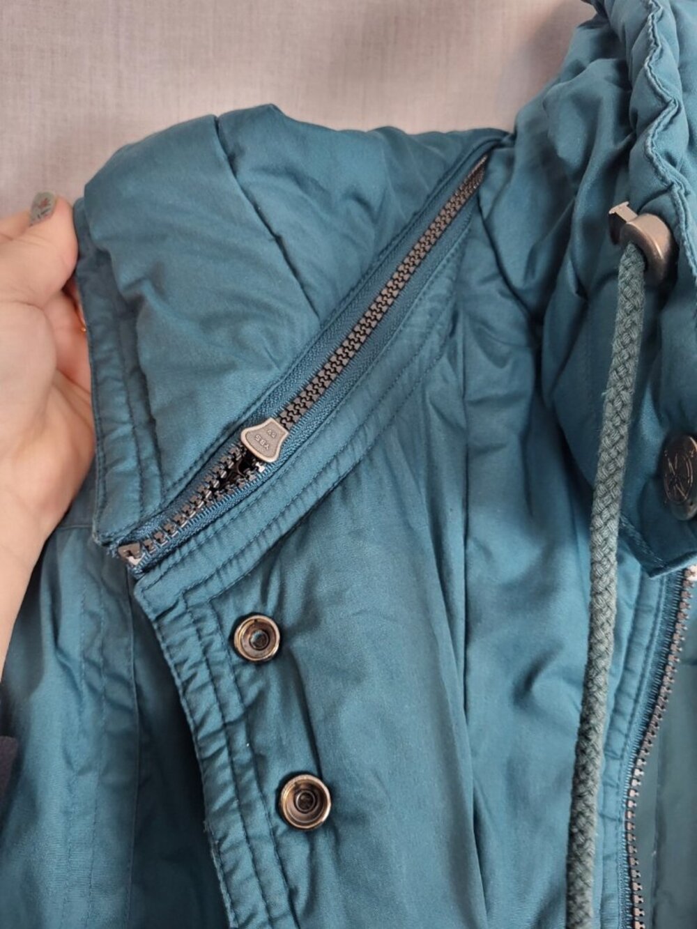 Goose Down Puffer Coat Mulberry Street Green Hooded Long Women's M Winter Snow - Picture 8 of 12